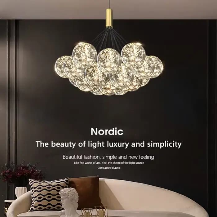 Plafonnier LED en forme de boule de verre nordique moderne pour intérieur élégant restaurant chambre à coucher luminaire décoratif suspension luminaire verre transparent fer robuste installation facile garantie 3 ans