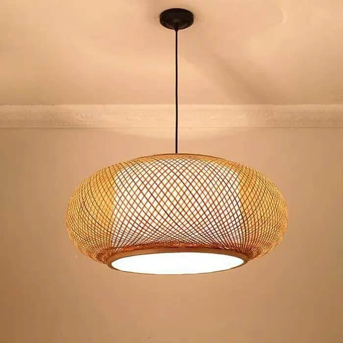 Suspension en bambou Vintage lustre fait à la main tissé éclairage suspendu pour cuisine île ferme salle à manger plafonnier
