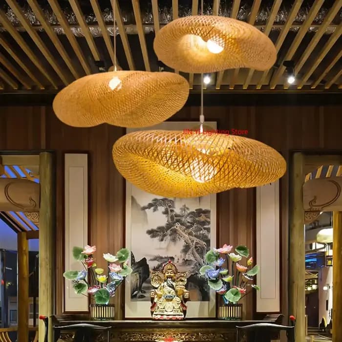 Luminaire suspendu LED en bambou tressé vintage fait main pour salon, cuisine, éclairage intérieur en rotin tressé, luminaires décoratifs