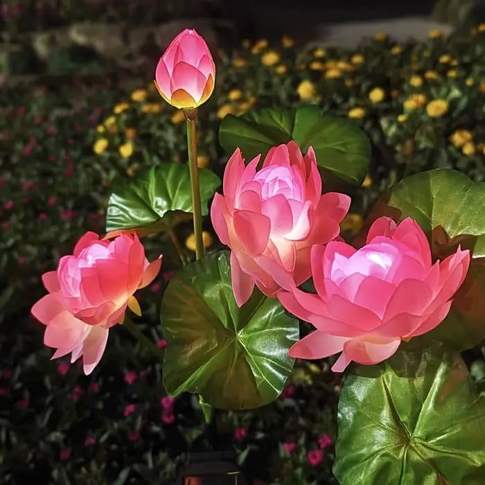 Le jardin solaire fleurs décoratives allume la lumière extérieure imperméable de piquet de Lotus pour la lampe solaire de voie de marche de porche de cour de Patio de campagne