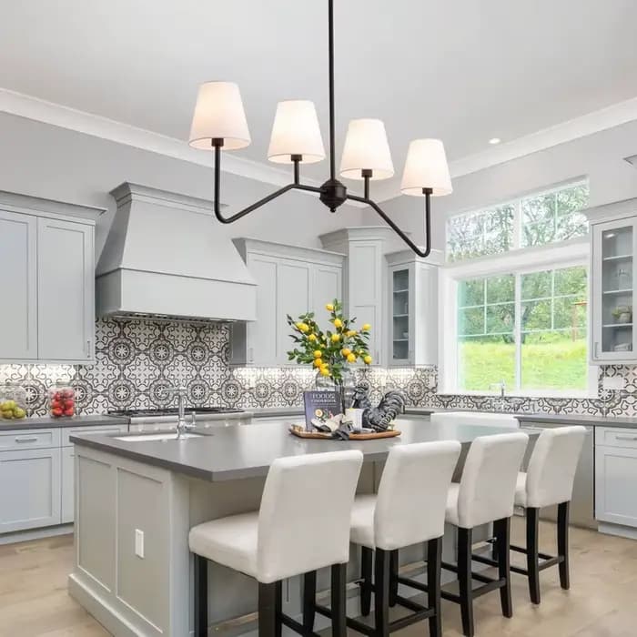 Plafonnier Moderne Classique en Lin Blanc Poli Or ou Noir, Luminaire Décoratif de Plafond, Idéal pour une Cuisine ou une Chambre à Coucher