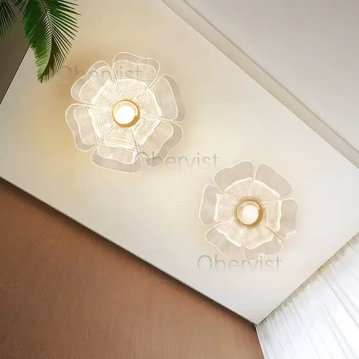 Plafonnier LED simple et luxueux design floral lampe en acrylique éclairage d'intérieur pour bureau chambre à coucher entrée couloir éclairage de luxe doré