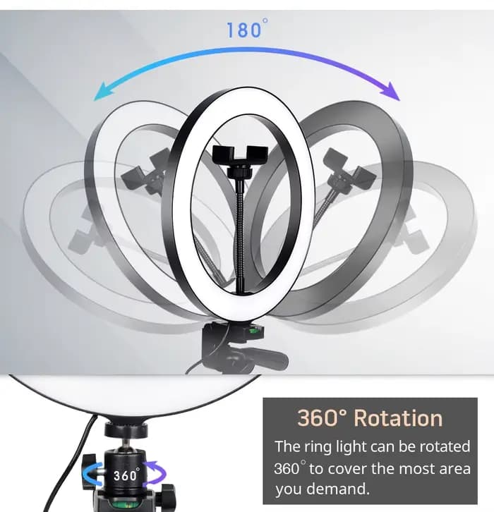 Trépied avec anneau lumineux LED pour téléphone, support d'appareil Photo, lumière de photographie pour Selfie, lampe LED couleur pour Studio Photo pour YouTube en direct