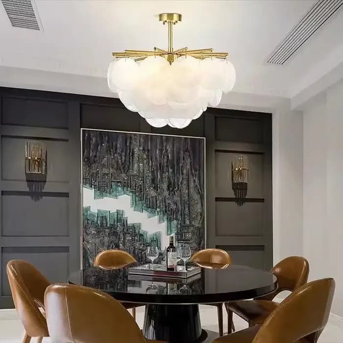Plafonnier LED suspendu en verre au design moderne, design luxueux, éclairage d'intérieur, luminaire décoratif de plafond, idéal pour un salon, une salle à manger, une chambre à coucher ou un hall, no