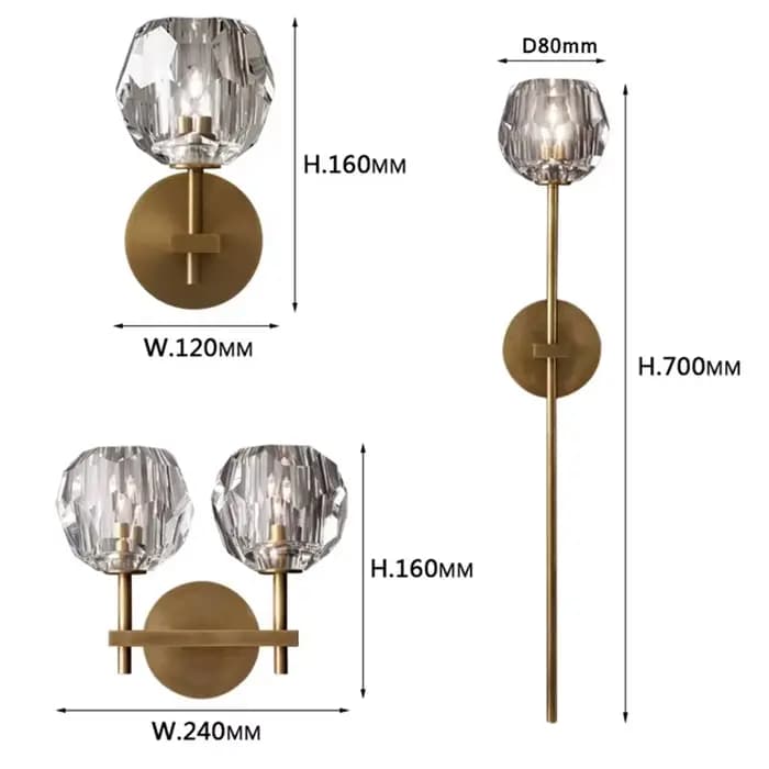 Applique murale moderne en cristal G9, applique murale pour porte d'allée, lumières avant de couchage en cuivre, lampe de chevet pour luminaires de chambre à coucher