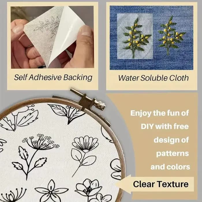 Stabilisateur de broderie collant et Soluble dans l'eau, artisanat écologique, papier imprimable, stabilisateur de lavage permettant pour l'impression, 10 pièces