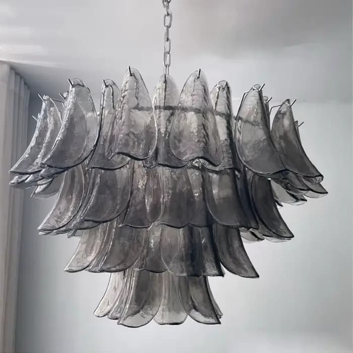 Lustre en verre de Murano fait à la main, gris fumé, Design artistique, lampes suspendues pour chambre à coucher, salon, salle à manger, éclairage décoratif