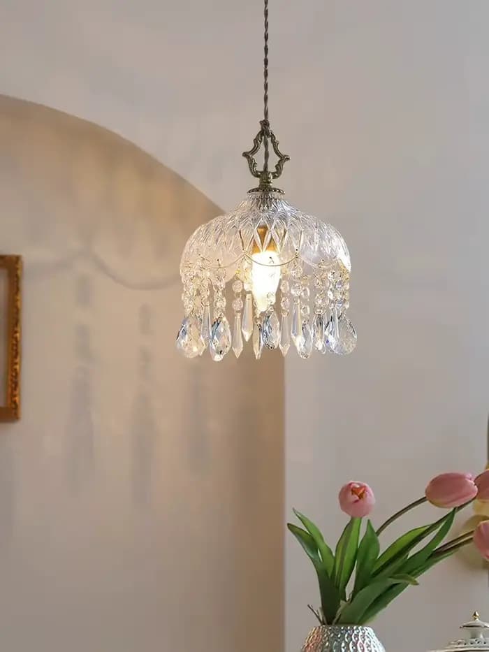 Lampes suspendues LED modernes lustres en cristal chambre lampes suspendues en cuivre en verre de luxe pour la décoration intérieure luminaires suspendus