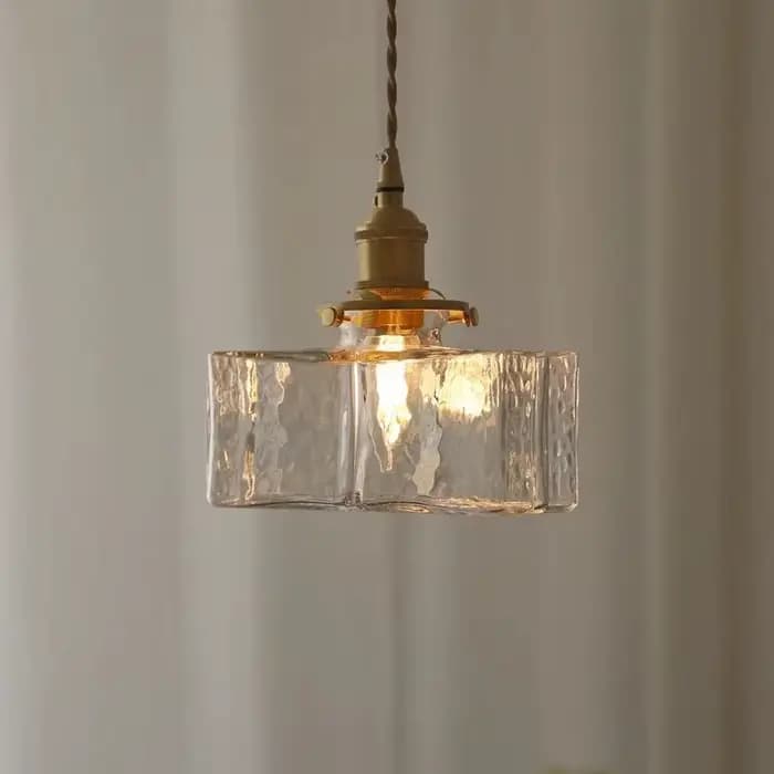 Lampe suspendue en verre rétro japonais, en cuivre jaune, pour chambre à coucher, salle à manger, étude, hôtel, lustre, décoration d'intérieur E27