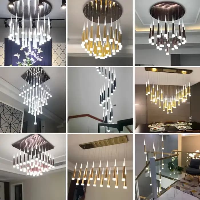 Anneau LED moderne Long lustre salon chambre cuisine escalier éclairage Villa Rotation intérieur décor à la maison suspension