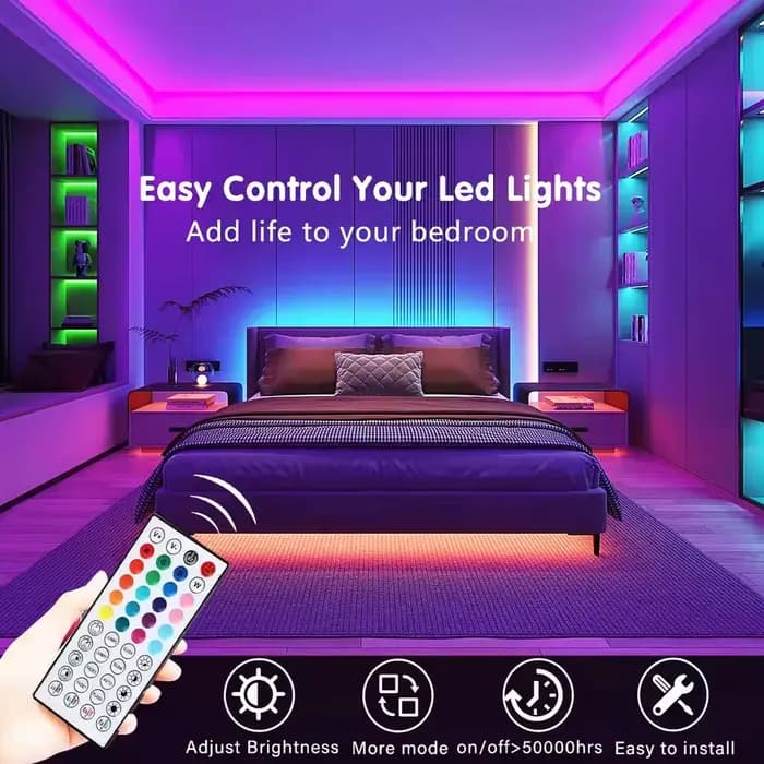 Bande lumineuse LED 24V 5050 RGB, Flexible, ruban lumineux, Diode pour décoration de chambre, éclairage avec prise ue US 5m-40m