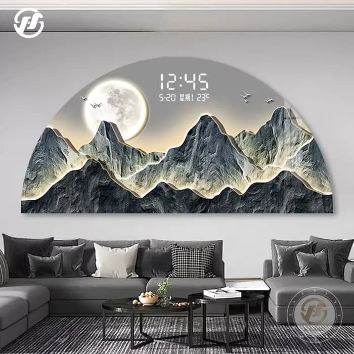 Toile de fond de montagne de bon augure, paysage de luxe, avec affichage numérique, pour salon, chambre à coucher, salon de thé, peinture d'éclairage