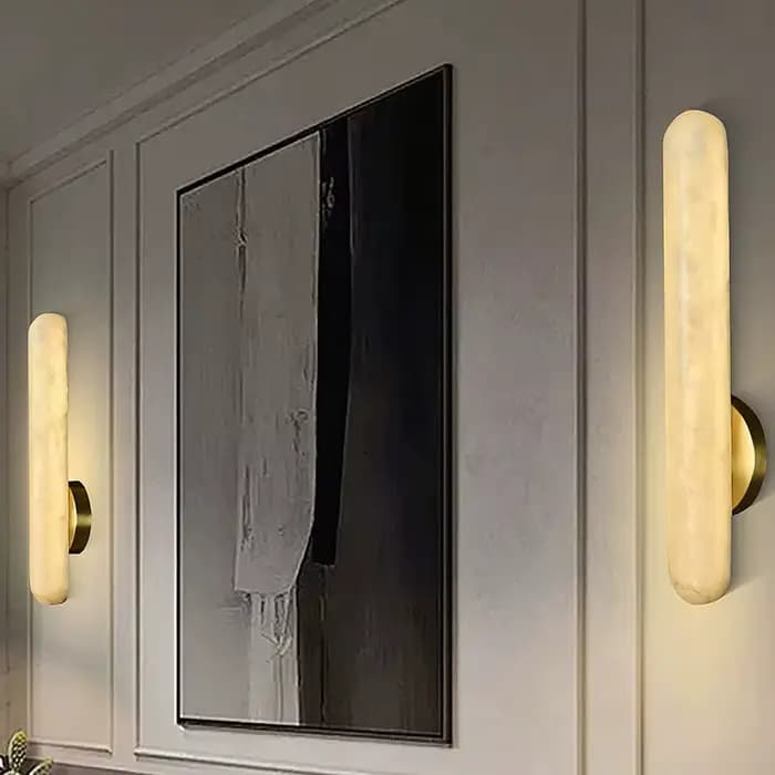 Applique murale en laiton massif et marbre naturel pour miroir de salle de bain, chambre à coucher et décoration de salon moderne