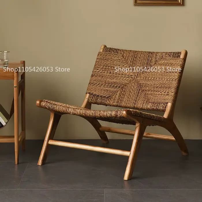 Fauteuil inclinable en rotin et bois massif pour balcon, idéal pour la maison ou l'hébergement touristique