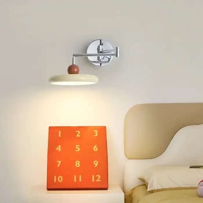 Lampe murale à bras articulé LED pour chambre à coucher, chevet, bureau, canapé, hôtel, style moderne crème, éclairage de lecture