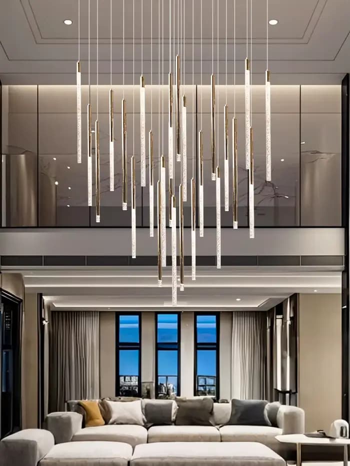 Hall d'hôtel LED lustre de luxe Villa hall salon lustres en cristal personnalisé plafonds hauts lustre