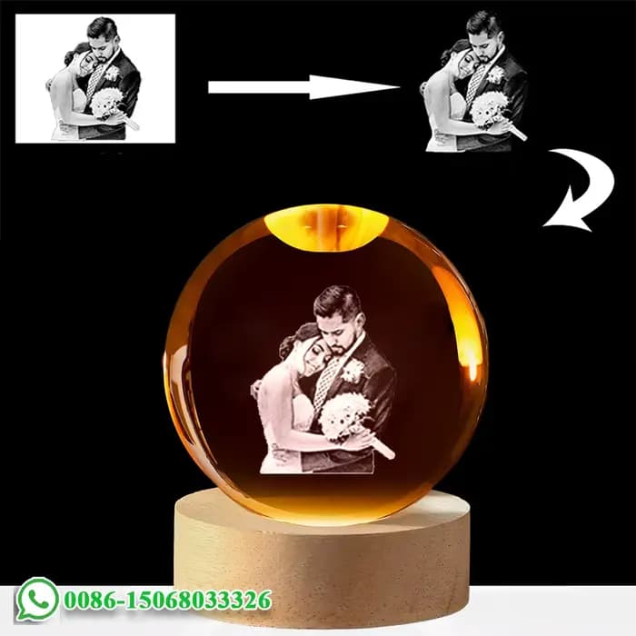 Boule de cristal personnalisée Photo LED veilleuse chambre bureau décoration cadeau mariage Couple Parents animaux Photos Souvenir cadeaux