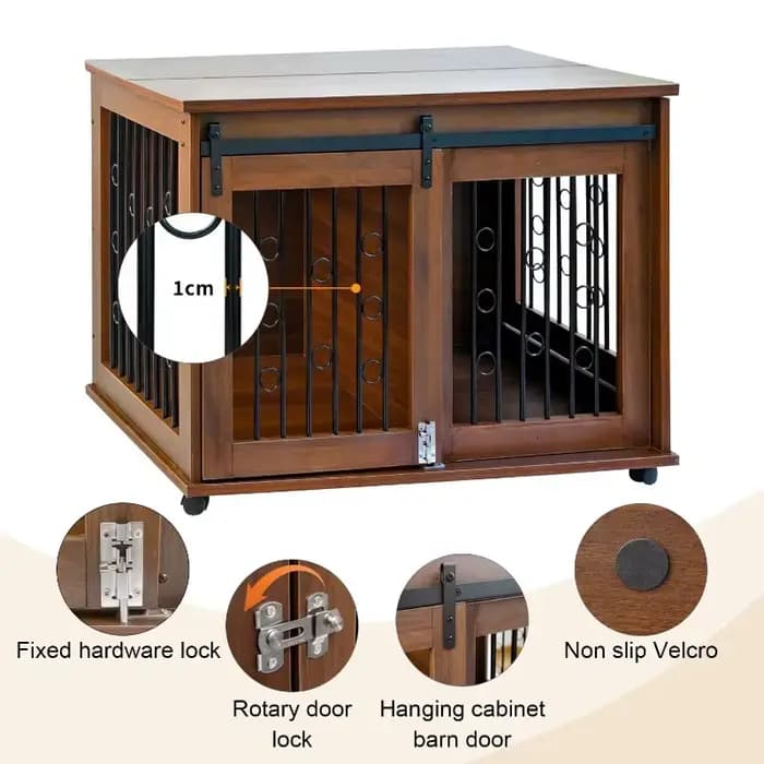 Cage en bois de luxe pour animaux de compagnie et produits de maison, conception à Double porte, grand espace réglable pour grand chien