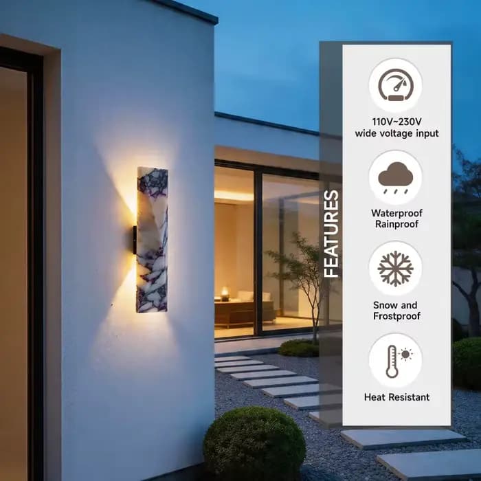 Applique murale LED extérieure en pierre, moderne, pour villa, porche, jardin, cour, éclairage mural extérieur, étanche, pour porte de garage