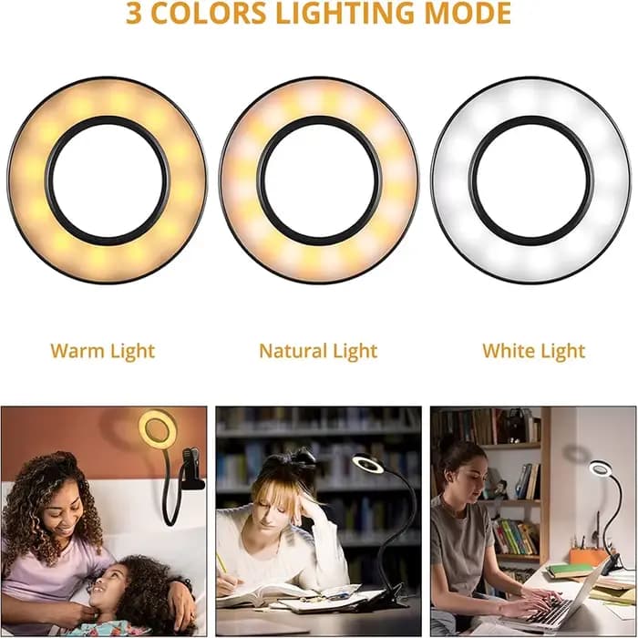 Lampe de lecture pour bureau et lit, à intensité variable, 3 modes et 10 niveaux de gradation, lampes à pince USB 360 ° Clip de livre flexible