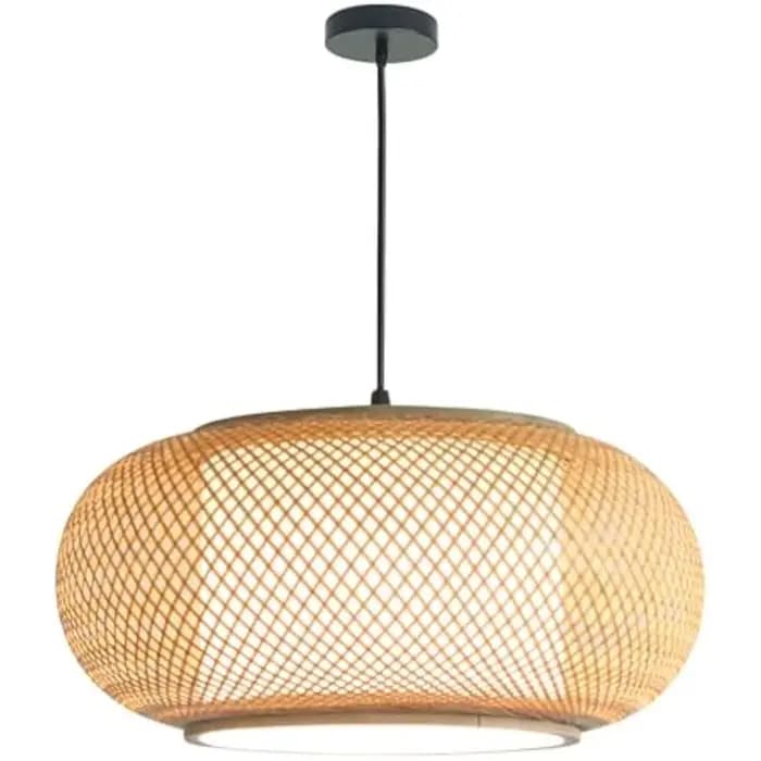 Lustre en bambou E27 suspension tissage lustre de plafond en bois pour cuisine île salon de thé salon chambre Restaurant