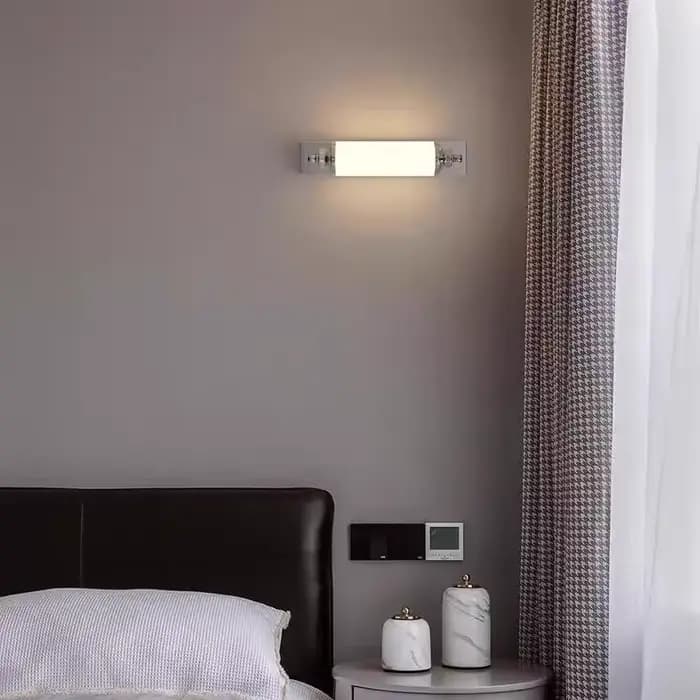 Lampe murale Bauhaus, style moderne minimaliste, lampes de chambre à coucher, éclairage de vanité pour salle de bain et décoration de chambre de style mid-century, couleur chrome