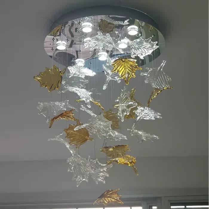 Plafonnier LED en forme de feuille d'érable, design artistique, éclairage d'intérieur, luminaire décoratif de plafond, idéal pour une villa ou un hôtel