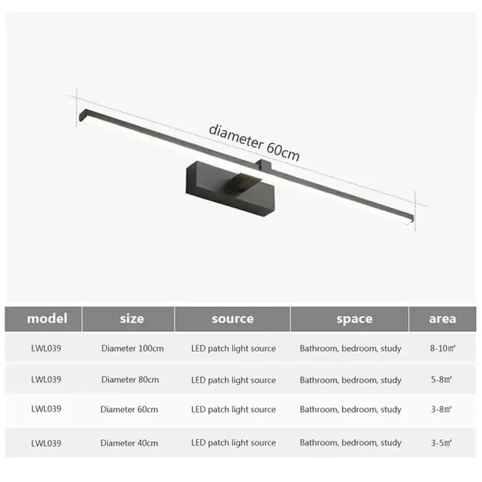 Applique murale LED moderne pour salle de bain miroir phare Vanty lampes mur en aluminium Scomce décoration de la maison luminaire Lustre