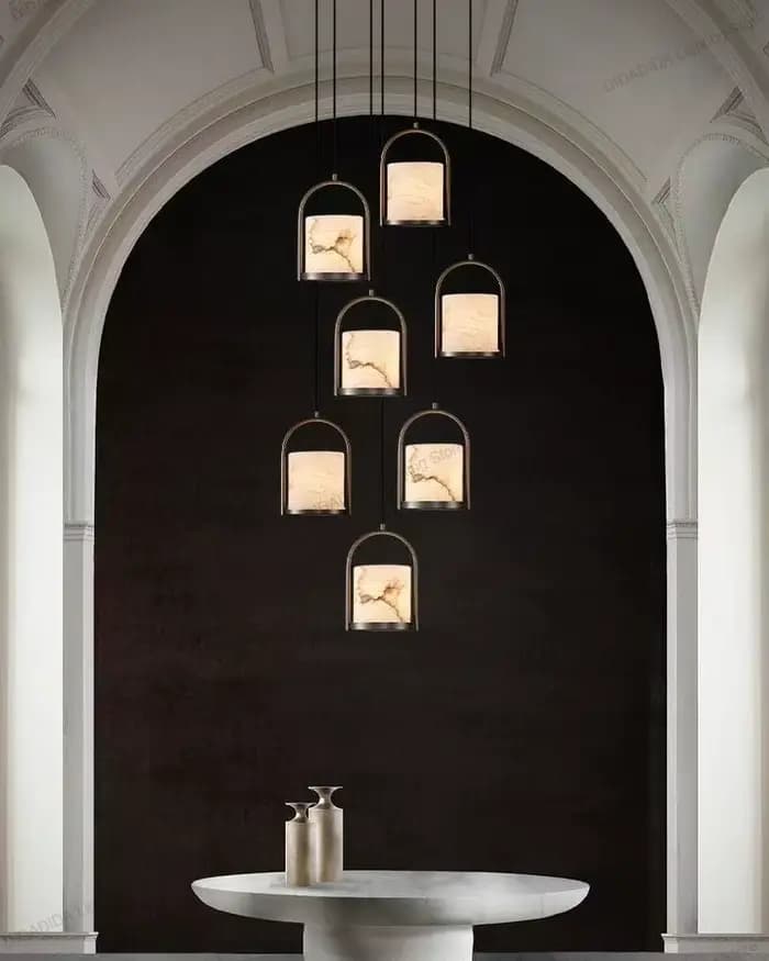 Lampe suspendue de luxe en marbre pour plafonds, en acier inoxydable, en laiton, argent, noir, à intensité variable, Design moderne, nouvelle collection 2025
