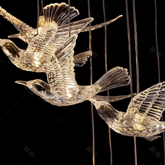 Lustre LED en forme d'oiseau pour escalier, luminaire suspendu de luxe pour salon, lampe en acrylique longue en spirale pour couloir