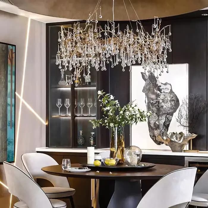 Lustre en cristal français de luxe pour salle à manger, Villa entièrement en cuivre, salon, plafond de haute qualité, branches de cristal, LED