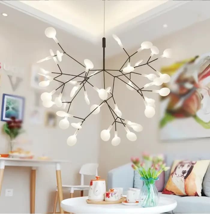 Plafonnier suspendu au design nordique post-moderne Heracleum, disponible en rose et en noir, luminaire décoratif d'intérieur, idéal pour un salon, une cuisine ou un couloir