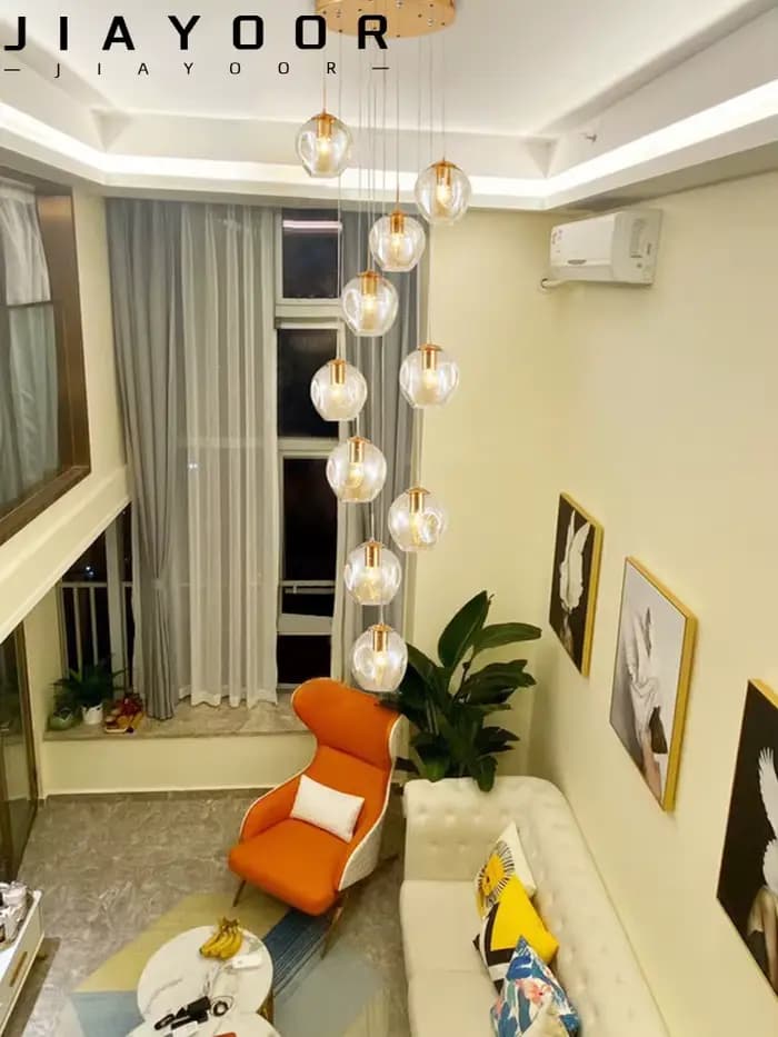 Plafonnier Composé de Boules de Clip, Design Moderne, Éclairage d'Escalier, Luminaire Décoratif de Plafond, Idéal pour un Salon, une Villa, un Restaurant ou un Grenier, Livraison Gratuite