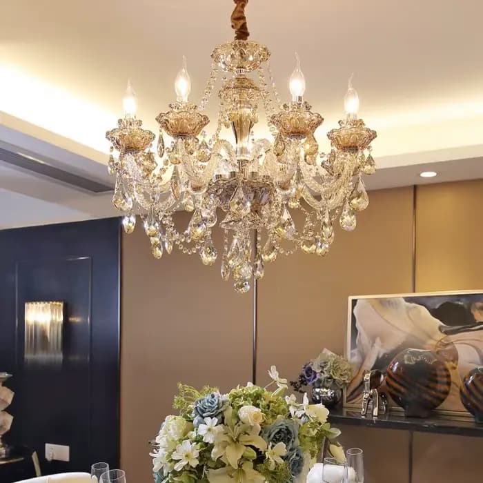 Plafonnier LED en cristal au design luxueux, éclairage d'intérieur, luminaire décoratif de plafond, idéal pour un salon ou une villa