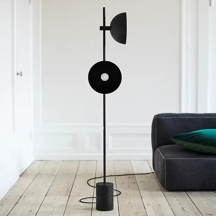 Bilde-Lampadaire Nordique Double Lumière, Lampadaire Noir, Design Simple, Bureau, Maison, Salon, Par conséquent