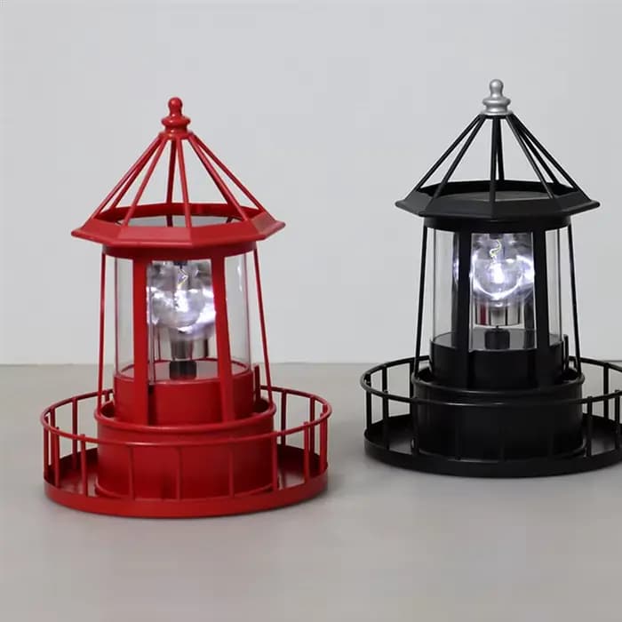 BOFOP LED phare à énergie solaire, lampe rotative à 360 degrés décoration de cour tours de jardin étanches lumières de statue A