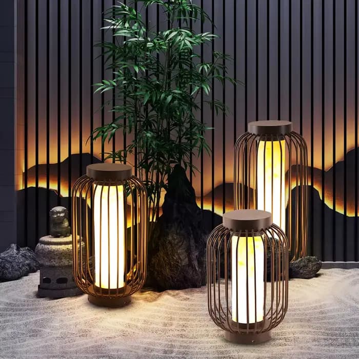 Lampadaire étanche pour cour extérieure Wabi sabi, lumière ambiante solaire pour balcon, cage à oiseaux, villa, cour, jardin, pelouse, table lumineuse