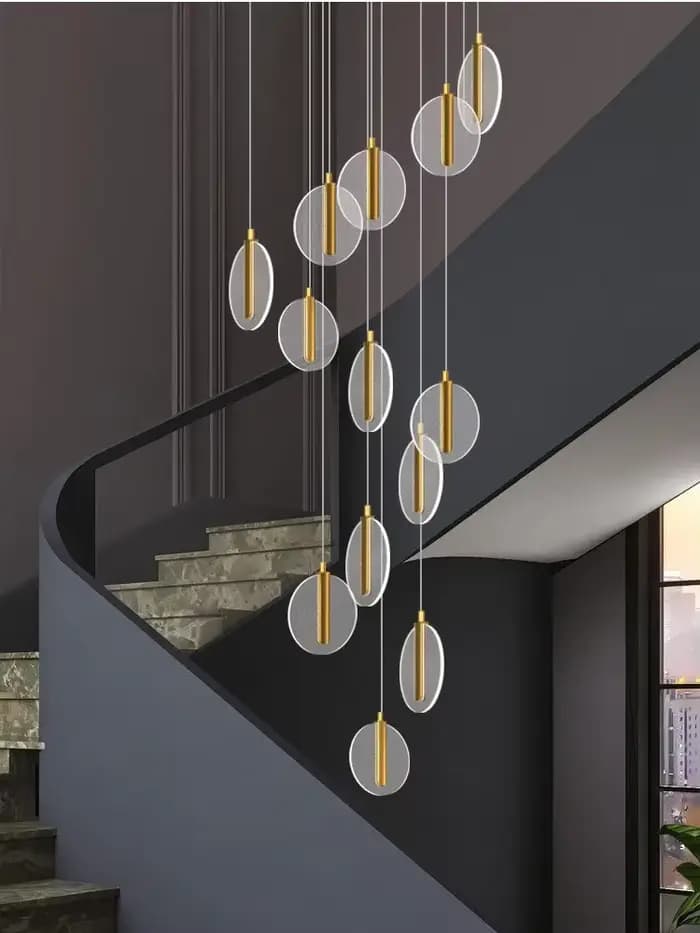 Escalier LED lustre moderne Villa hôtel hall suspension lampe créative Duplex Loft rotatif Long lustre décoration de la maison lampe