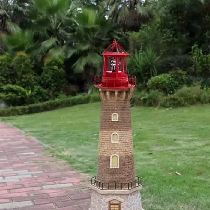 BOFOP LED phare à énergie solaire, lampe rotative à 360 degrés décoration de cour tours de jardin étanches lumières de statue A