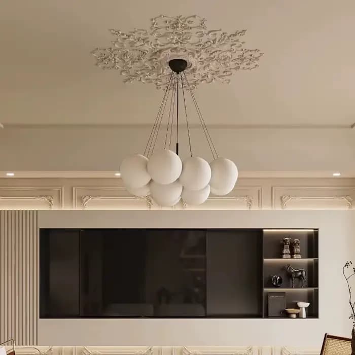 Lustre en verre à bulles, suspension à boule blanche, lampe pour salon, chambre à coucher, décoration d'intérieur