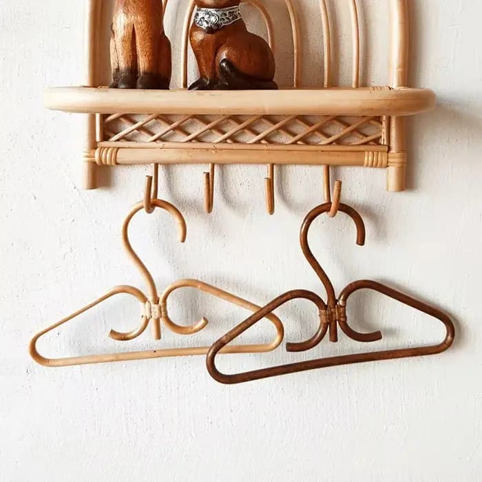Crochets en rotin naturel faits à la main, placards de chambre à coucher, organisateur de rangement, cintres pour vêtements, fournitures de rangement, support de décoration de la maison