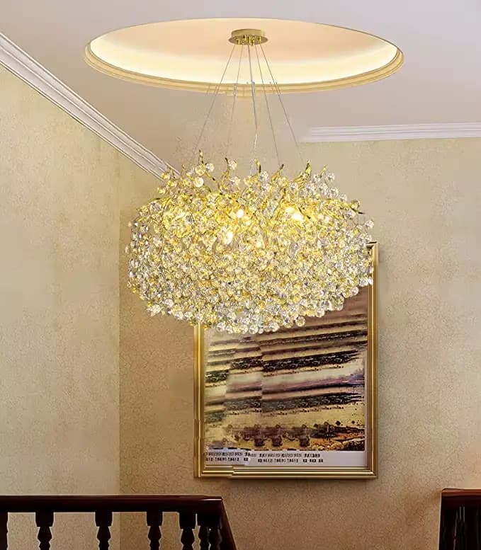 Lustre de plafond en cristal moderne éclairage Lustres luxe or salon salle à manger cuisine chambre lustres en cristal ronds