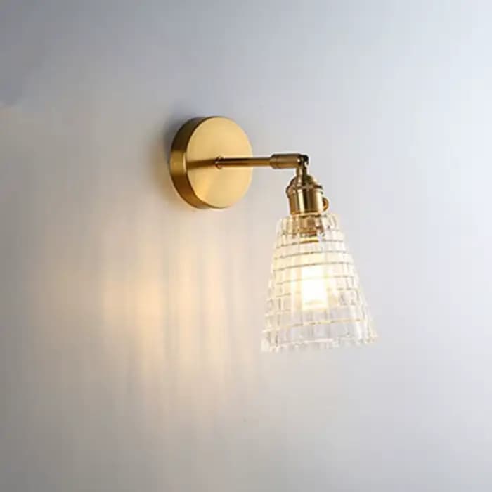 Applique murale rétro en laiton, style nordique moderne, petit abat-jour en verre, lampe de chevet Simple, miroir de salle de bains, lumière avant en cuivre avec interrupteur
