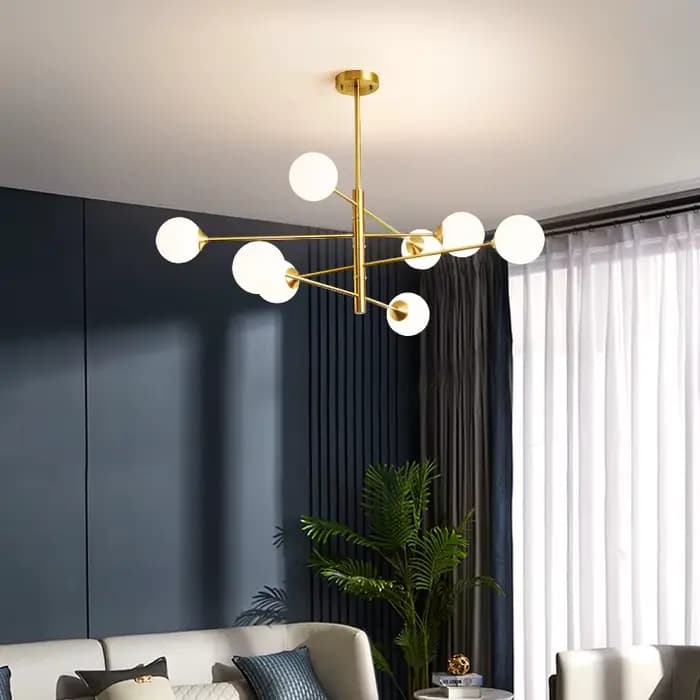 Lustre en cuivre doré avec boule de verre, lustre pour salle à manger, lustre pour îlot de cuisine, éclairage intérieur domestique, noir