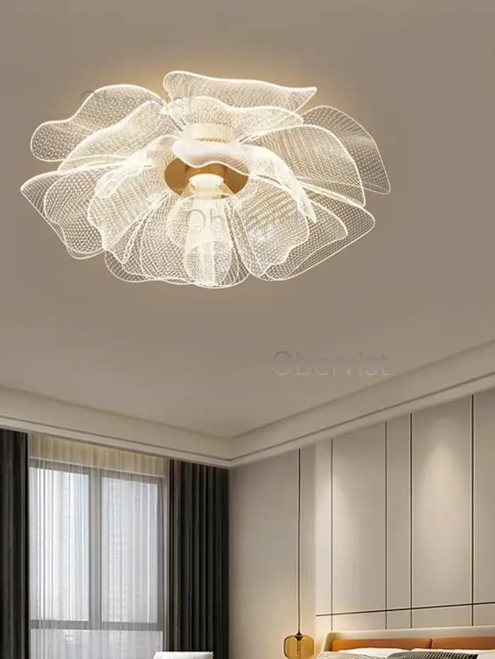 Plafonnier LED simple et luxueux design floral lampe en acrylique éclairage d'intérieur pour bureau chambre à coucher entrée couloir éclairage de luxe doré