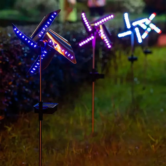 Lampe Solaire Imperméable à 32 LED avec Moulin à Vent, Luminaire Décoratif d'Extérieur, Idéal pour un Jardin, un Sentier ou un Paysage, 1 Pièce