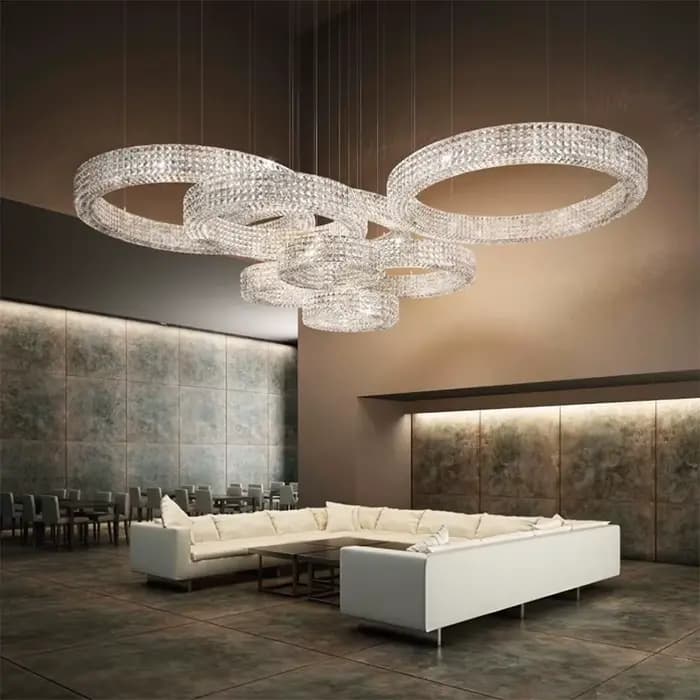 Lustre rond en cristal de luxe postmoderne pour salon, chambre et salle à manger, design personnalisé, idéal pour les bureaux de vente