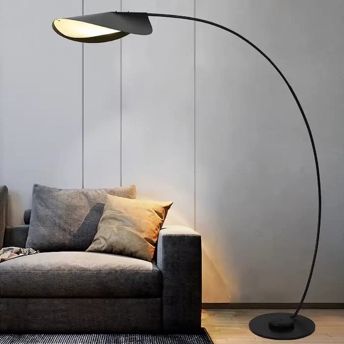 Lampadaire LED moderne en Arc noir Parabola, lampe industrielle américaine pour chambre à coucher, décoration de salon, lumières de canapé d'angle sur pied
