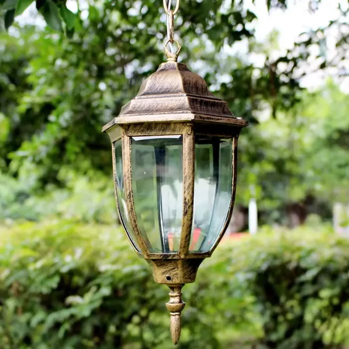 Lustre Rétro Européen Extérieur Étanche pour Jardin, Allée, Couloir, Balcon, Cour, Gazebo, Éclairage Suspendu pour Porte-vin
