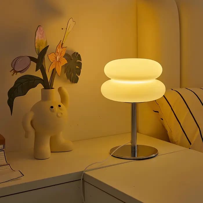 Lampe de table LED en forme de champignon avec prise USB pour chambre à coucher, salon et salle à manger, éclairage d'ambiance (non en verre)